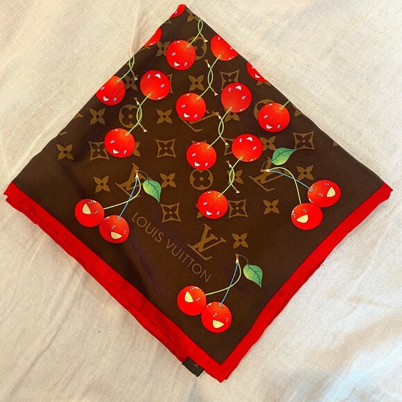 Louis Vuitton x Murakami Large Cherry Monogram Scarf NWT - Picture 3 of 7